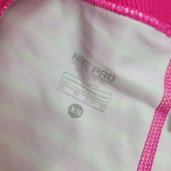 Nike Pro XS Womens Dri-Fit Pink & Yellow Striped Compression Capris - Picture 6 of 16